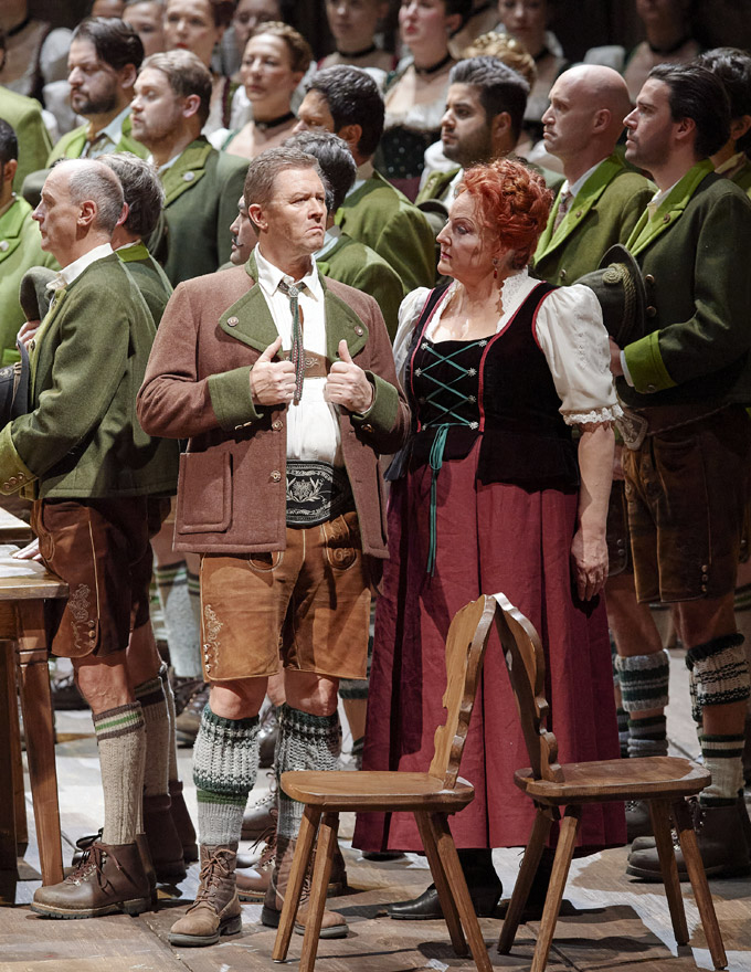 »Lohengrin«, 1. Akt: Graf Friedrich von Telramund (Egils Siliņš) mit seinem Weib Ortrud (Linda Watson) © Wiener Staatsoper GmbH/Michael Pöhn